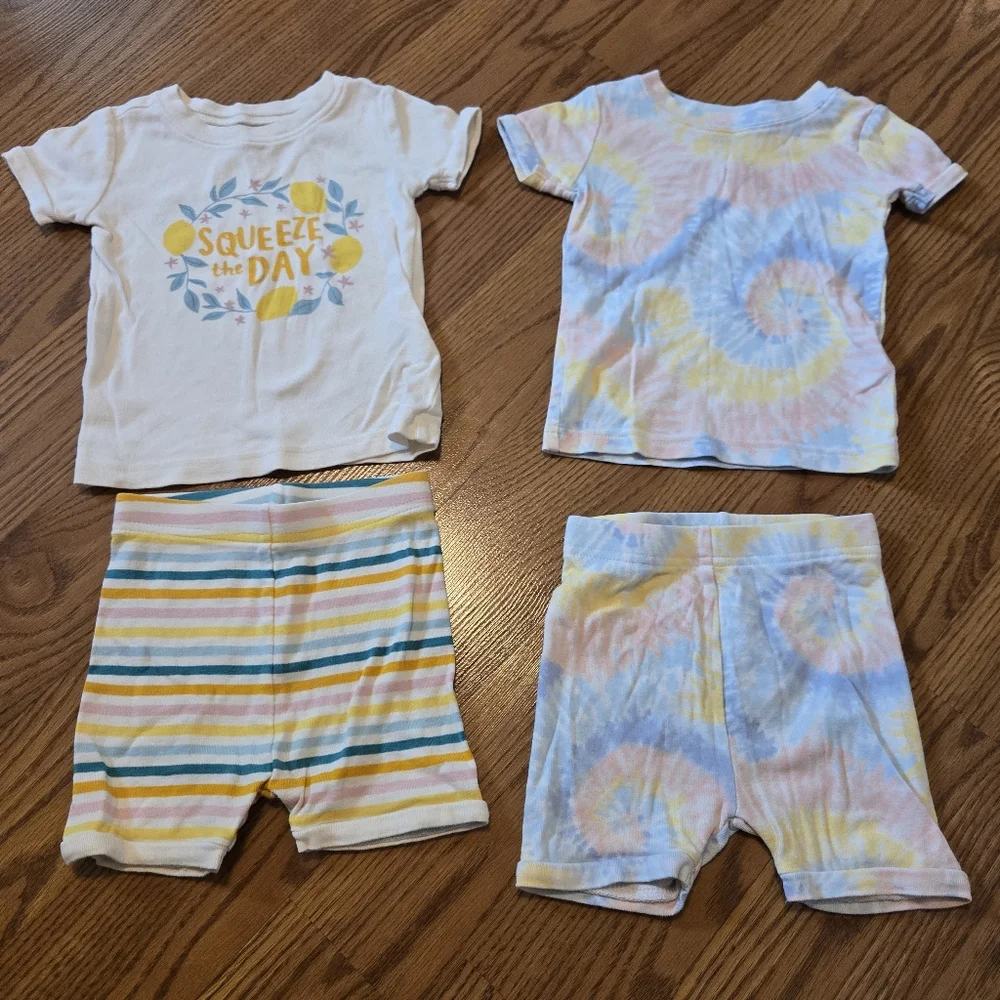 Old Navy Cotton Pajamas Tops Shorts Kids Pjs Tie-Dye Lemons Striped Pajama Set 2
